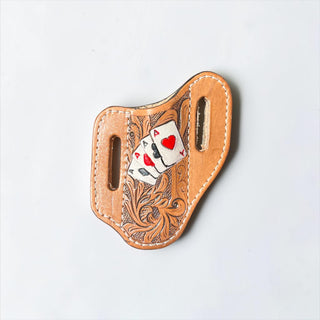 Cards tooled leather knife sheath