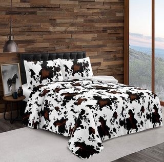 3pc Cow print Sherpa blanket