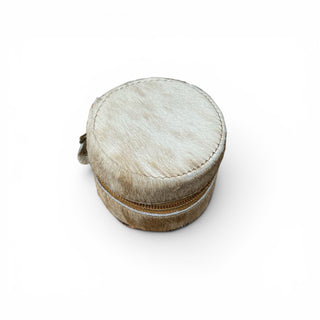 Round All cowhide mini jewelry box