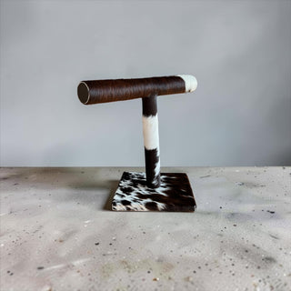 Brown all cowhide necklace display