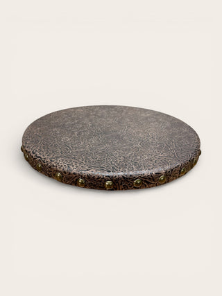 Floral leather lazy Susan turntable