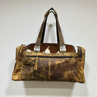 Cowhide & leather duffle bag suitecase