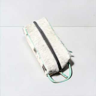 Turquoise all cowhide toiletry bag