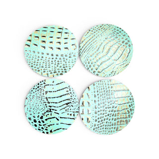 Caiman print leather coaster (set of 4)