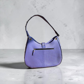 Purple tooled leather & cowhide shoulder bag