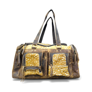 Deer cowhide & leather duffle bag
