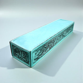 Turquoise tooled leather ring holder