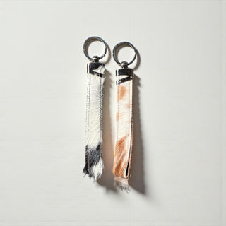 Cowhide wristlet keychain