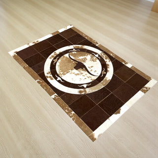 Longhorn cowhide patchwork rug 4x6’