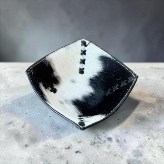 Small black cowhide & leather bowl