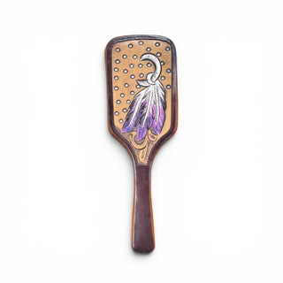 Feathers tooled leather hair brush
