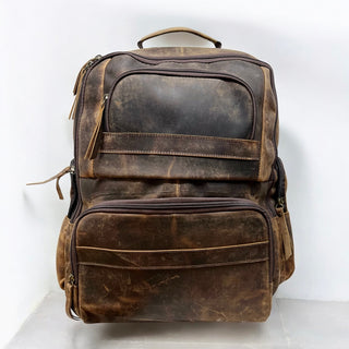 Rustic leather backpack