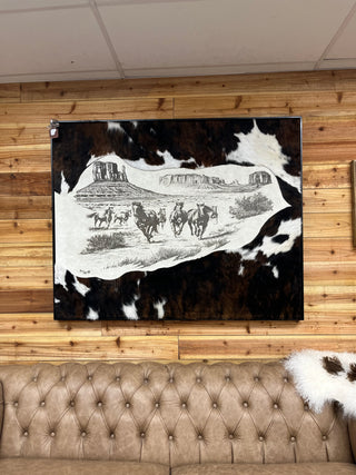 48x60 Cowhide & leather wall art