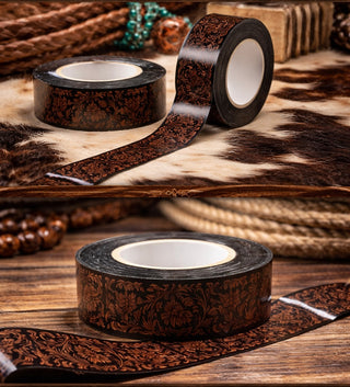 Floral tooled leather print tape