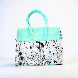 Turquoise leather & cowhide Birkin bag