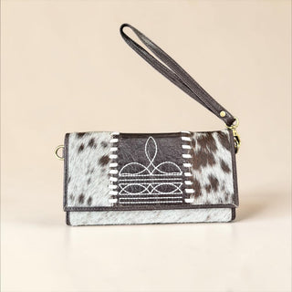 Brown BootStitch crossbody wallet