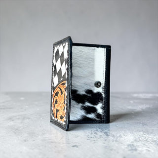 Checker tooled leather wallet
