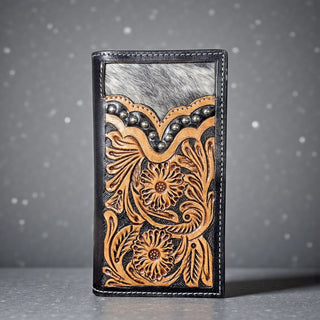 Tooled leather & cowhide men’s wallet
