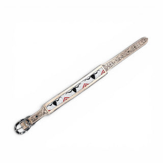Longhorn tooled leather dog collar