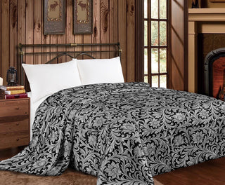 Silver floral Mia blanket - king size