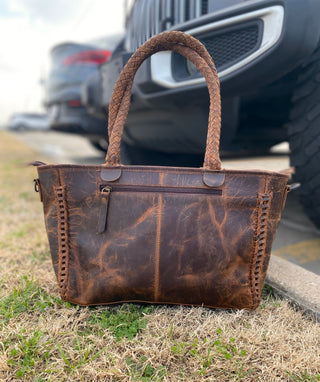 Rustic Leather Bootstitch Purse