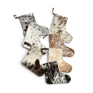All cowhide Christmas stockings
