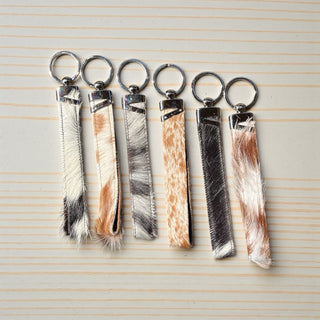Cowhide wristlet keychain