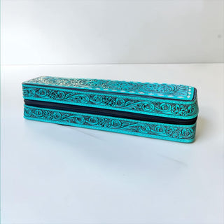 Turquoise all tooled leather iron case