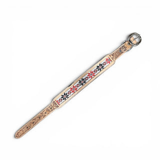 Red floral tooled leather dog collar
