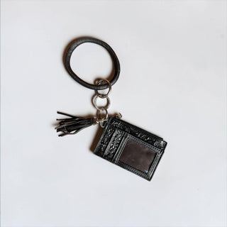 Black tooled leather card holder