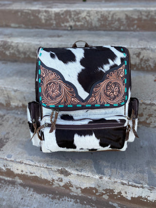 Tooled Leather & Cowhide Backpack