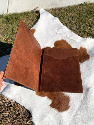 Boot-Stitch Suede Leather Planner/Portfolio