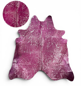 6-7’ Pink silver acid wash Brazilian cowhide rug