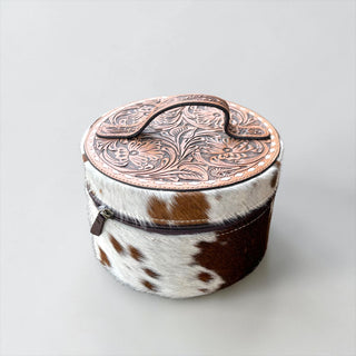 Cowhide & tooled leather jewelry box