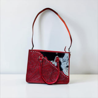 Red floral tote bag