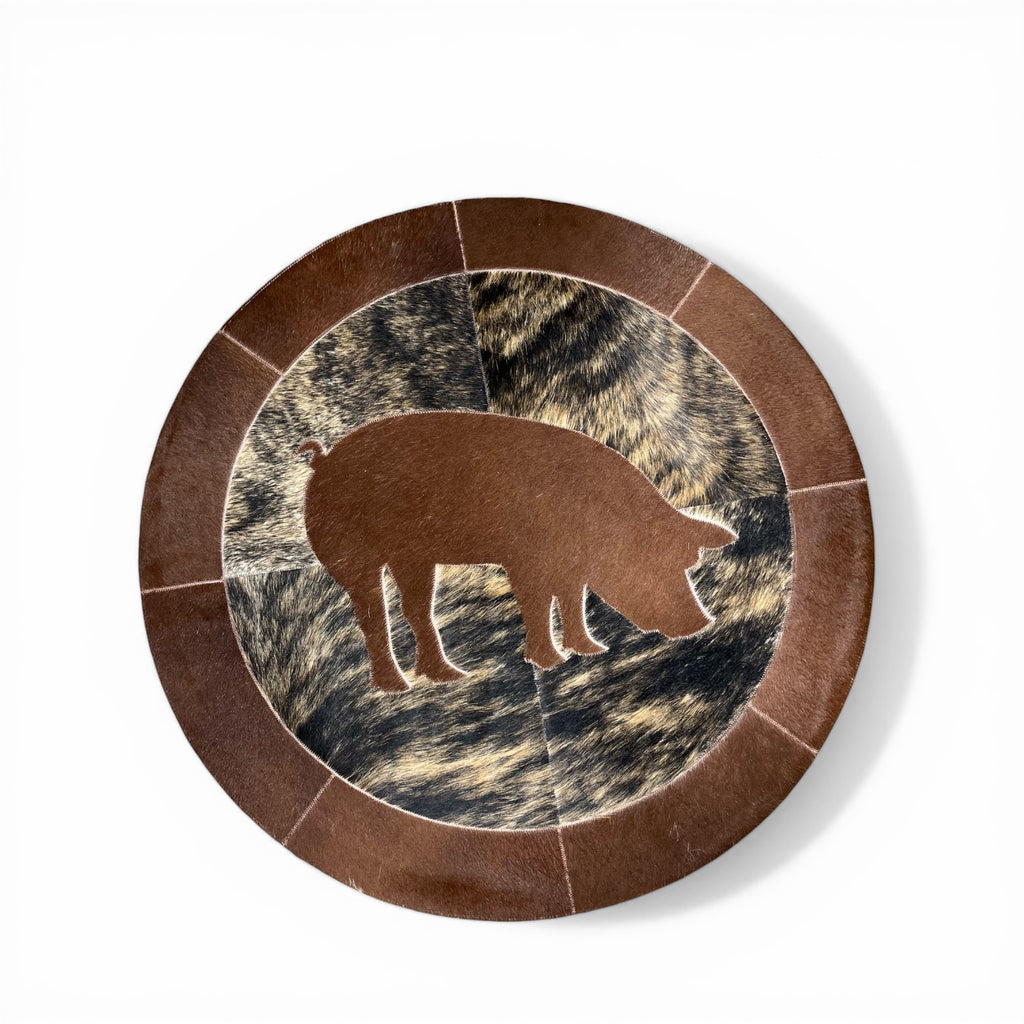 3x3’ pig cowhide patchwork rug – Western Linens