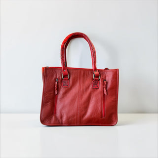 Red floral tote bag