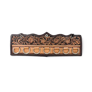 Floral Tooled leather scarf holder