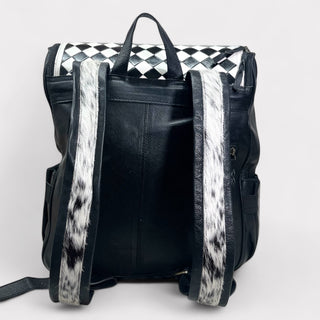 Longhorn checkers tooled & cowhide backpack