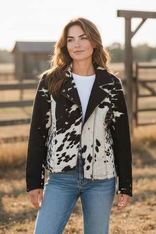 Black/white cowhide jacket (2XL)