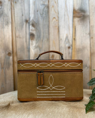 Tan Boot-Stitch Suede Leather Jewelry Boxes