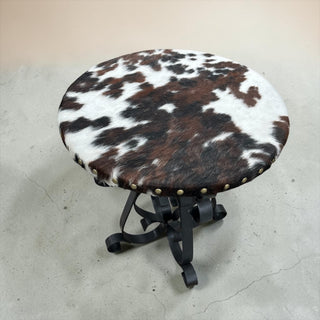 Round Cowhide Accent Table