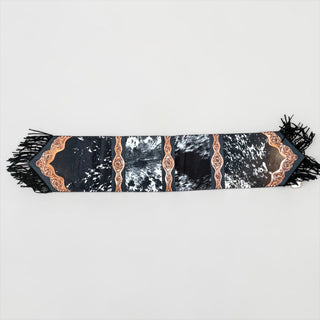 6ft Tooled leather & cowhide table runner