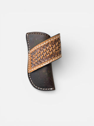 Basketweave tooled leather sheath