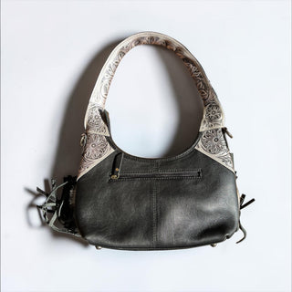 Silver cowhide fringe shoulder bag