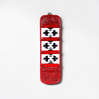Red aztec tooled leather buckle holder