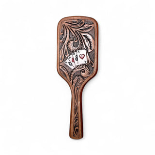 Cards tooled leather hairbrush