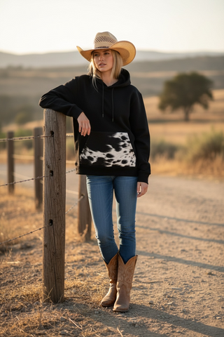 Black cowhide hoodie