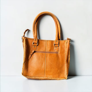 Tan all cowhide tote bag