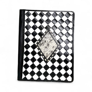 Checkered tooled & cowhide folder